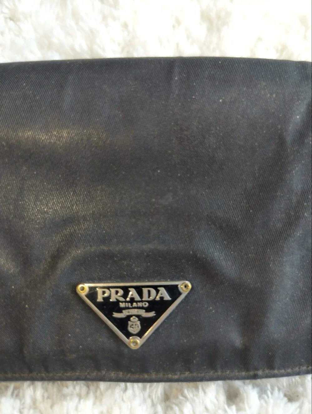 PRADA Authentic Black Nylon And Leather Triangular Logo Wallet Mens Or Women's